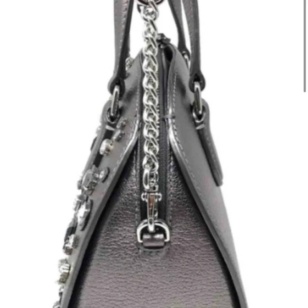 kate spade New York Mini Riley Laurel Way Embellished Gunmetal Satchel Bag - Picture 3 of 6